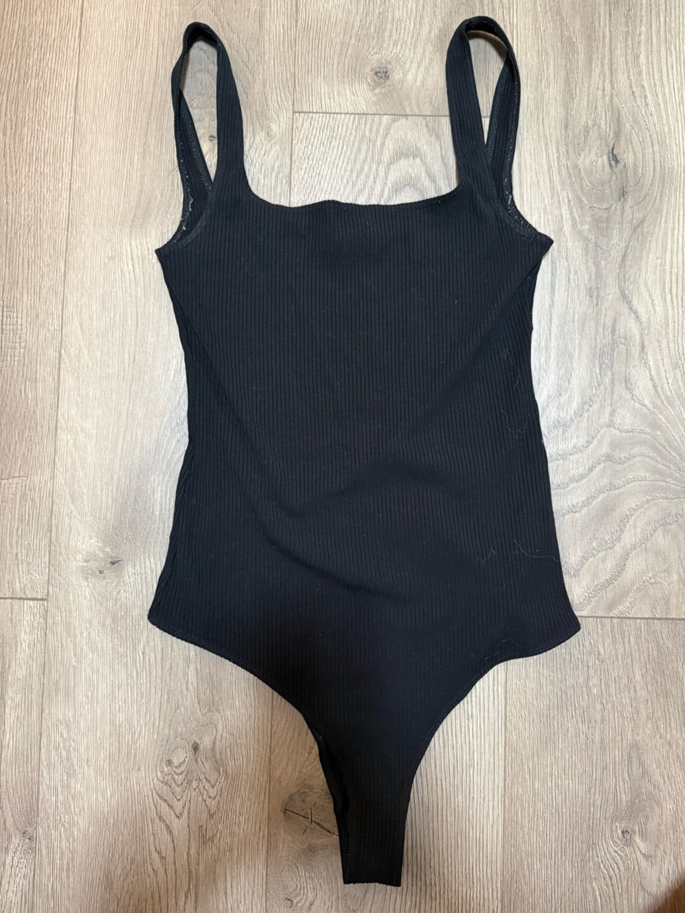Reformation Jeans Black Ribbed Bodysuit M